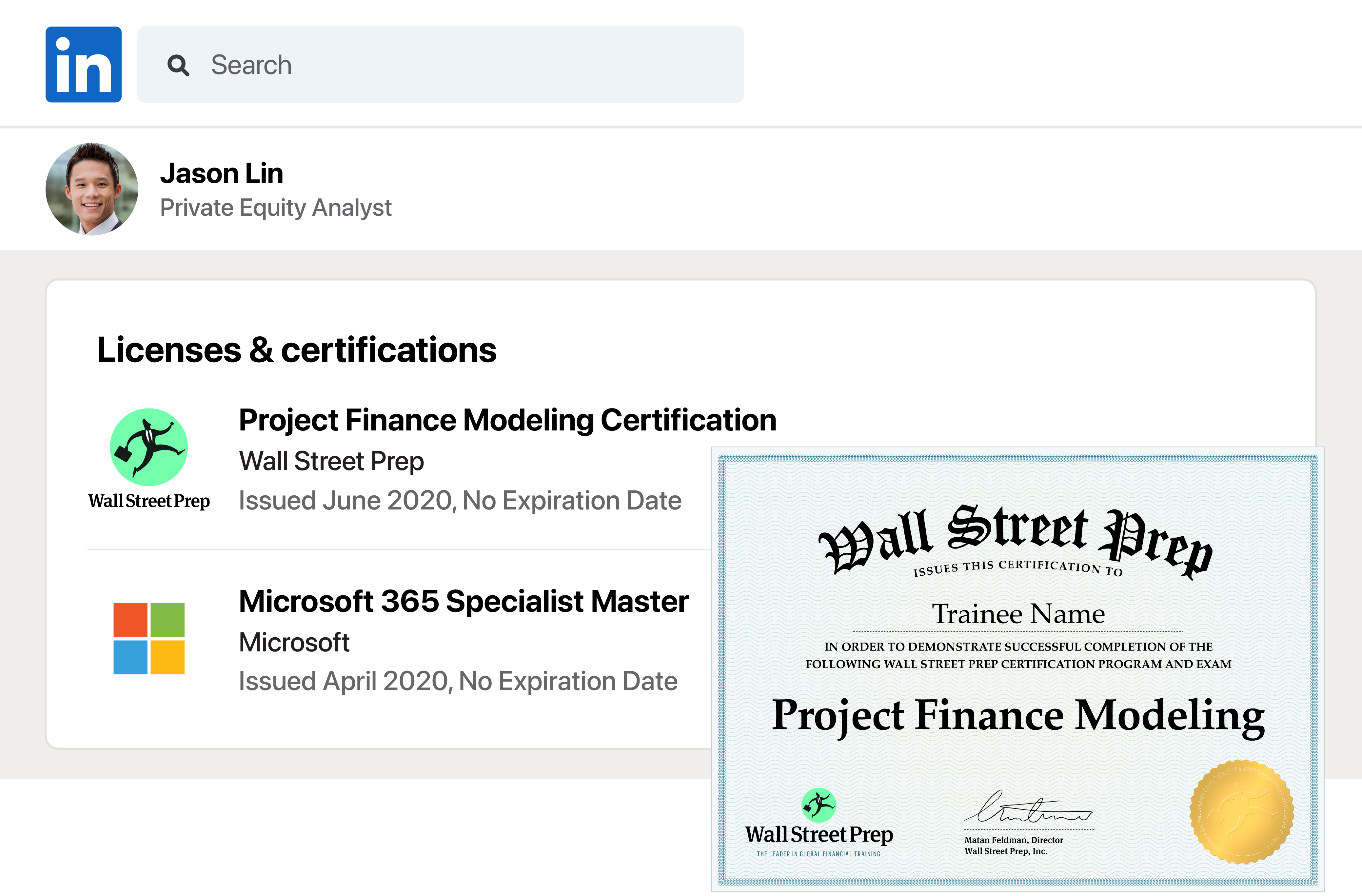 linkedin cert project finance modeling